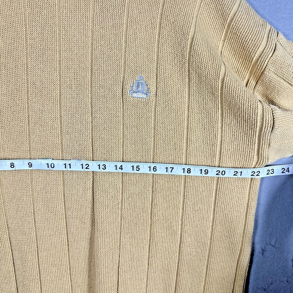 IZOD Sweater Mens Large Yellow Knit Cotton Long Sleeve Round Neck Pullover VTG - Picture 4 of 6